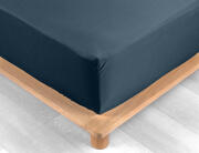 Σεντόνι Μονό με λάστιχο Percaline Douceur d'intérieur από βαμβάκι περκάλι 78TC, με διαστάσεις 90x190cm - Night Blue