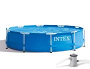 Πισίνα Intex Metal Frame οικογενειακή, με μεταλλικό σκελετό, χωρητικότητα 4485lt και διαστάσεις 305x305x76cm - Περιλαμβάνεται αντλία φίλτρου