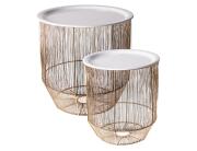 Σετ Τραπεζάκια Βοηθητικά με διαστάσεις 35x35.5cm και 30x32cm - Μέταλλο - Gold/White - 2 τεμάχια