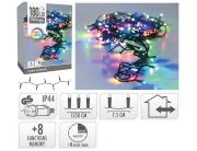 180 Φωτάκια LED - 13.5 Μέτρα + 3 Μέτρα σύνδεσης, Κανονική Διάταξη, με χειριστήριο, 8 προγράμματα, Πράσινο καλώδιο PVC - Πολύχρωμο