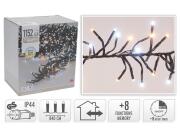 1152 Φωτάκια LED - 8.4 Μέτρα + 3 Μέτρα σύνδεσης, Κανονική Διάταξη, με χειριστήριο, 8 προγράμματα, Μαύρο καλώδιο PVC - Λευκό, Θερμό Λευκό
