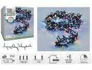 1200 Φωτάκια LED - 24 Μέτρα + 3 Μέτρα σύνδεσης , Κανονική Διάταξη, με χειριστήριο, 8 προγράμματα, Πράσινο καλώδιο PVC - Πολύχρωμο