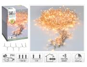 560 Φωτάκια LED - 11 Μέτρα + 3 Μέτρα σύνδεσης , Κανονική Διάταξη, με χειριστήριο, 8 προγράμματα, Διάφανο καλώδιο PVC - Θερμό Λευκό