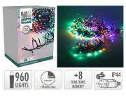 960 Φωτάκια LED - 12.4 Μέτρα + 3 Μέτρα σύνδεσης, Κανονική Διάταξη, με χειριστήριο, 8 προγράμματα, Πράσινο καλώδιο PVC - Πολύχρωμο	