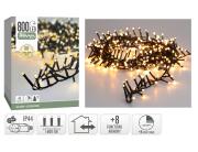 800 Φωτάκια LED - 16 Μέτρα + 3 Μέτρα σύνδεσης, Κανονική Διάταξη, με χειριστήριο, 8 προγράμματα, Πράσινο καλώδιο PVC - Extra Θερμό Λευκό