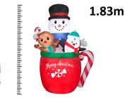 Χριστουγεννιάτικος φουσκωτός χιονάνθρωπος με φωτισμό LED και ύψος 1.83m