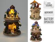 Διακοσμητική Φάτνη με φωτισμό LED, μουσική, περιστρεφόμενο σκηνικό και διαστάσεις 14x14x22.7cm - Σε 2 επιλογές σχεδίου