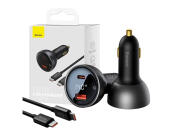 Baseus  Φορτιστής Αυτοκινήτου Superme με Καλώδιο USB σε USB-C - 140W - 1x USB-A, 1x USB-C - Μαύρο