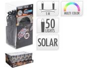 50 Ηλιακά Φωτάκια LED - 5 Μέτρα + 2 Μέτρα σύνδεσης, Κανονική Διάταξη, Πράσινο καλώδιο PVC - Πολύχρωμο