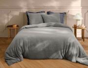 Douceur d'intérieur  Σετ Υπέρδιπλη Παπλωματοθήκη & 2 Μαξιλαροθήκες Helena από πολυεστέρα, με διαστάσεις 220x240cm - Anthracite