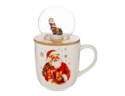 Χριστουγεννιάτικη Κούπα Άγιος Βασίλης Fééric Lights & Christmas με καπάκι Χιονόμπαλα, χωρητικότητα 550ml και διαστάσεις 9.8x9.7x14cm