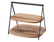 Excellent Houseware Εταζέρα με 2 επίπεδα και διαστάσεις 27x25x25cm - Απόχρωση Ξύλου