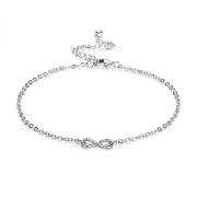 Philip Jones Βραχιόλι - Αλυσίδα Ποδιού Infinity Χρώματος Ασημί με Κρύσταλλα Swarovski®