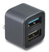DELOCK mini USB hub 64359 2x θυρών USB 3.2 10Gbps USB-C σύνδεση γκρι