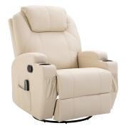 Καρέκλα μασάζ HOMCOM Relax με 8 πόντους, 5 λειτουργίες και 2 Ένταση - Κρέμα 700-029V03CW