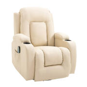 Ανακλινόμενη Πολυθρόνα Μασάζ 85 x 94 x 104 cm Χρώματος Μπεζ HOMCOM 700-050V02CW