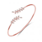 Philip Jones Βραχιόλι σε Σχήμα Φύλλου με Κρύσταλλα Swarovski® Χρώματος Ροζ - Χρυσό