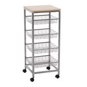 HOMCOM Πολυλειτουργικό Μεταλλικό Τρόλεϊ Κουζίνας 36.5 x 36.5 x 89 cm 801-056