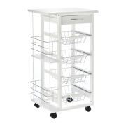 HOMCOM Πολυλειτουργικό Ξύλινο Τρόλεϊ Κουζίνας 83 x 47 x 37 cm Χρώματος Λευκό  801-121V01WT