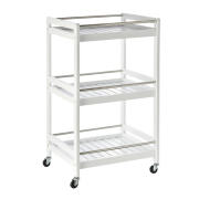 Homcom 801-123WT Ξύλινο Τρόλεϊ Κουζίνας με 3 Ράφια 78x45x38cm