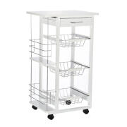 HOMCOM Πολυλειτουργικό Ξύλινο Τρόλεϊ Κουζίνας 83 x 47 x 37 cm  801-130WT