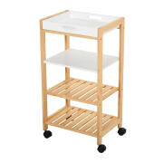 HOMCOM Ξύλινο Τρόλεϊ Κουζίνας με 4 Ράφια 76 x 40 x 30 cm  801-131