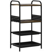 Ντουλάπα κουζίνας HOMCOM 4 επιπέδων με 6 γάντζους, 2 δίσκους και 4 αφαιρούμενα ράφια από MDF και ατσάλι, 60x40x112 cm, καφέ 801-281V00RB