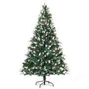 Τεχνητό Χριστουγεννιάτικο Δέντρο 180 εκ με Ψεύτικο Χιόνι και Κόκκινα Μούρα HOMCOM 830-284V01