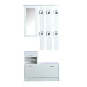 HOMCOM Σετ Ξύλινο Έπιπλο Εισόδου με Καθρέπτη 90 x 24 x 75 cm Χρώματος Λευκό  831-146WT