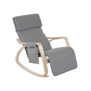 Ξύλινη Κουνιστή Πολυθρόνα με Ρυθμιζόμενο Υποπόδιο 66.5 x 88 x 97.5 cm HOMCOM 833-131GY