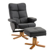 HOMCOM Ανακλινόμενη Πολυθρόνα με Υποπόδιο 80 x 99 x 86 cm  833-359BK