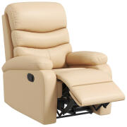 Ανακλινόμενη πολυθρόνα χαλάρωσης HOMCOM με υποπόδιο από συνθετικό δέρμα και επένδυση με σφουγγάρι, 80x90x105cm, Μπεζ 833-522V02BG
