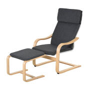 Ξύλινη Πολυθρόνα με Υποπόδιο 67 x 78 x 98 cm Χρώματος Γκρι HOMCOM 833-814GY