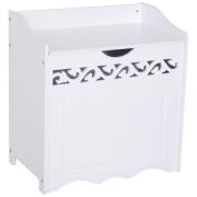 Homcom Ξύλινο Ντουλάπι Λευκό Καλάθι Πλυντηρίων με Σκαλιστή Διακόσμηση 55 x 34 x 58 cm 834-197