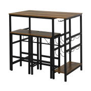 HOMCOM Σετ Μεταλλικό Ορθογώνιο Τραπέζι - Bar 108 x 60 x 95 cm με 1 Ράφι και 2 Σκαμπό  835-215