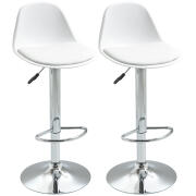 HOMCOM Σετ 2 περιστρεφόμενα σκαμπό μπαρ με πλάτη, στήριγμα ποδιών και ρυθμιζόμενο ύψος, 40x42x82-104cm, Λευκό 835-597WT