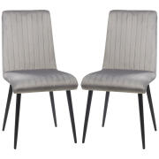 HOMCOM Σετ 2 καρέκλες κουζίνας με επένδυση και εξοικονόμηση χώρου με ατσάλινα πόδια, 43x58x90 cm, γκρι και μαύρο 835-852V00GY