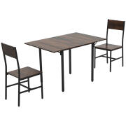 Σετ τραπεζαρίας και καρέκλας 3 τεμαχίων από μοριοσανίδες και ατσάλι, πτυσσόμενη τραπεζαρία και 2 μοντέρνες καρέκλες 835-936V00RB
