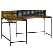 Γωνιακό γραφείο HOMCOM Industrial Style για Υπνοδωμάτιο και Γραφείο, 165x110x95cm - Ρουστίκ καφέ 836-427