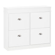 HOMCOM Ξύλινο ντουλάπι παπουτσιών εξοικονόμησης χώρου 4 πτυσσόμενα συρτάρια με ρυθμιζόμενο ράφι, 98x24x83 cm, Λευκό 837-140