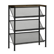 HOMCOM Μεταλλική Παπουτσοθήκη με 3 Ράφια και Πάγκο 70 x 26 x 89 cm HOMCOM 837-220