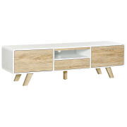 HOMCOM Ντουλάπι Τηλεόρασης Με Πόρτες και Συρτάρι για Τηλεόραση έως 60 σε MDF Λευκό και Ξύλο 160x40x45cm 839-036