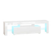 Ξύλινο Έπιπλο Τηλεόρασης με LED RGB Φωτισμό και Τηλεχειριστήριο Gloss Finish 160 x 35 x 45 cm HOMCOM 839-123V90WT