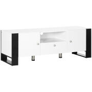 HOMCOM Μοντέρνο Έπιπλο τηλεόρασης με Ντουλάπες, Συρτάρι και Ράφι για Τηλεόραση έως 65, 140x43x48cm, Ασπρόμαυρο 839-225BK