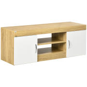 Έπιπλο τηλεόρασης HOMCOM μοριοσανίδα για τηλεόραση max 60 με 2 ντουλάπια με πόρτες και 2 ανοιχτά ράφια, για σαλόνι, κουζίνα και υπνοδωμάτιο, 130x39,6x48 cm, Χρώμα ξύλου 839-277