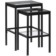 HOMCOM Σετ 2 Μοντέρνα Τραπεζάκια Σαλονιού σε Ατσάλι και Γυαλί για Σαλόνι και Είσοδο, 40,5x35,5x61 cm και 33x33x54,5 cm 839-633V00BK