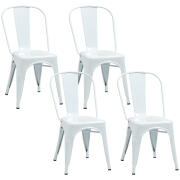 HOMCOM Σετ 4 στοιβαζόμενες καρέκλες κουζίνας σε βιομηχανικό στυλ σε ατσάλι, 53x45x85 cm, λευκό 83A-015V00WT
