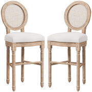 HOMCOM Σετ 2 σκαμπό μπαρ με πλάτη, μαξιλάρια και υποπόδιο, από ξύλο και πολυεστέρα, 48x56x118 cm, κρέμα 83A-081V00CW