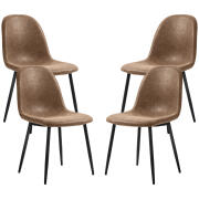 Σετ HOMCOM με 4 καρέκλες τραπεζαρίας Vintage από συνθετικό δέρμα PU με φαρδύ κάθισμα και ατσάλινα πόδια, καφέ 83A-148V00BN
