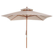 Outsunny Double Roof Garden Parasol 3x3m Cream Bamb 840-026